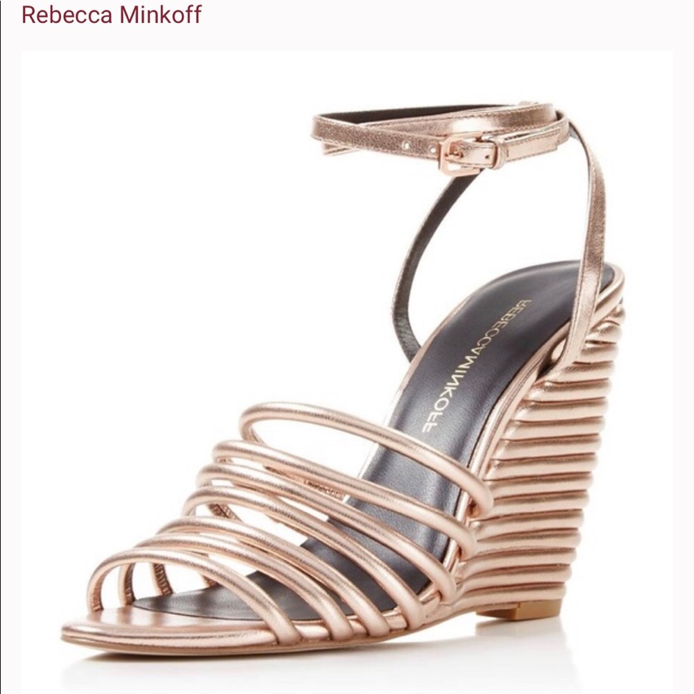 Rebecca Minkoff gold lace up wedges size 7